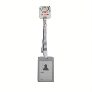 Porta Badge Verticale Ilan con Cordino 43Cm Colore Grigio per Tessere Identificative - Product Image 1