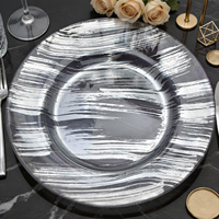 Assiettes de présentation rondes transparentes neuves de 13 pouces avec bord doré pour mariages, banquets et restaurants festifs – Vente en gros fabricant