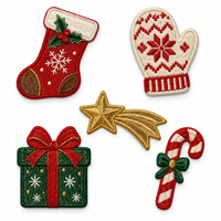 Patchs brodés personnalisables sur le thème de Noël, en feutre polyester thermocollant pour chapeaux, sacs et vêtements