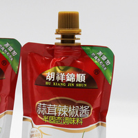 Pochette liquide réutilisable imprimée sur mesure avec bec verseur Sachet de sauce chili Emballage de sac
