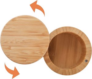 2 Pack Bamboe Zout En Peper Stand Doos Kruidkruik Spice Container Met Magnetische Swivel Deksel Kruiden Opbergdoos - Product Image 3