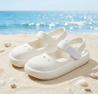 XMISTUO Sandales plates tendance Mary Jane pour femme, mignonnes, antidérapantes, pour l'extérieur, la plage, à bout rond, style demi-mules à plateforme