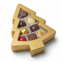 Caja de Regalo Personalizada en Forma de Árbol de Navidad, Color Dorado Mate, con Ventana de Acetato, Suministro Directo de Fábrica al por Mayor para Venta al por Menor y Regalos