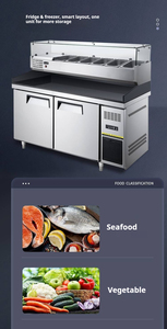 Mesa de Preparación de Alimentos NUELEAD NE-1114, Refrigerada por Aire, Comercial, de Acero Inoxidable, con Cubierta de Vidrio Completa, Nueve Bandejas, para Sándwiches y Ensaladas - Product Image 2