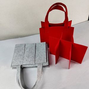 Felt Wine Tote Bag with Dividers for 6 Bottles Gifts Professional Carry Storage Protection Durable Reusable Transport - Product Image 2