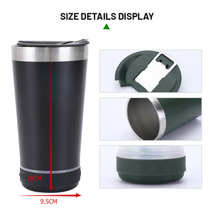 Fonwhy Tùy Chỉnh Thép Không Gỉ Âm Nhạc Thông Minh Loa Du Lịch Xe Ly <span class=keywords><strong>Bluetooth</strong></span> Cốc Cốc Với Cốc Cà Phê Mở Chai Cho Bia Rượu Vang - Product Image 2