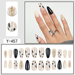 Venta al por mayor 3D Gold Cow Pattern Press-on <span class=keywords><strong>uñas</strong></span> postizas Material ABS puntas <span class=keywords><strong>de</strong></span> <span class=keywords><strong>uñas</strong></span> portátiles para los dedos - Product Image 2