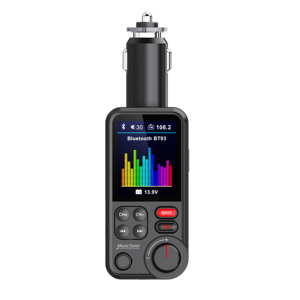 2024 <span class=keywords><strong>Amazon</strong></span> coche inalámbrico Bt FM transmisor receptor <span class=keywords><strong>Radio</strong></span> adaptador carga agudos graves sonido Mp3 reproductor QC3.0 USB cargador rápido - Product Image 4