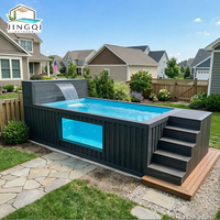 Jacuzzi en fibre de verre au design intemporel, spa rectangulaire pour couples, bassin modulaire hors sol, piscine extérieure pour jardin