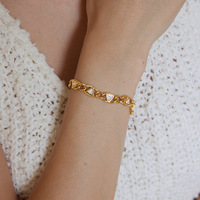 Bracelet chaîne ajustable plaqué or PVD, avec breloque géométrique délicate, bijou minimaliste pour superposition, pour filles