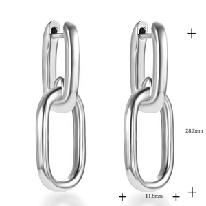 Bông tai bạc nguyên chất 925 dành cho nữ, kiểu dáng đơn giản và thanh lịch, cá tính, trang sức tinh tế, xu hướng mới 2024 - Product Image 3