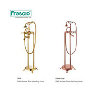 Frassio robinets autoportants rétro de luxe en laiton Royal pour salle de bains, or brossé pour baignoire robinet de bain autoportant monté au sol