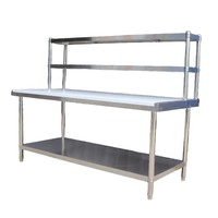 Étagère de banc de travail en acier inoxydable pour cuisine professionnelle, avec roulettes à 4 roues, pieds réglables en hauteur, robuste, certifiée NSF