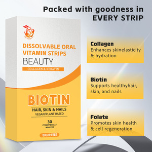 Bandes buvables OEM ODM sans sucre, véganes, à la biotine, saveur fraise, à dissolution rapide, pour la beauté et la nutrition des femmes, à prendre quotidiennement - Product Image 3
