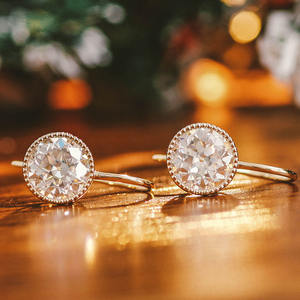 Pendientes de Oro Amarillo de 10K con Piedras Preciosas Sueltas de Color DEF, Pendientes de Moissanita de Corte Redondo Estilo Europeo Antiguo, Joyería Fina Provence Gems - Product Image 1