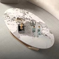 Table Basse Ovale en Marbre de Luxe pour Salon