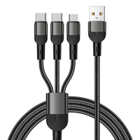 Câble de charge USB 3 en 1 HYTO de haute qualité, câble de charge rapide multiport 100W avec câble de téléphone TYPE C/IOS/Micro-USB