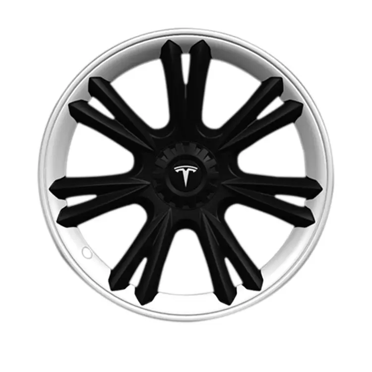 Tapacubos deportivos en blanco y negro para Tesla modelo Y cubierta de cubo de rueda 4 Uds ABS 19 pulgadas con 1 pieza cubierta de rueda organizador de bolsa piezas exteriores