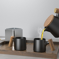 Mug à expresso en céramique haute qualité et bois de noyer, fait main par DHPO, avec poignée en bois, écologique, capacité personnalisable