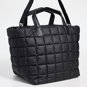 Custom Large Capacity Matte Black Quilted Nylon Handbag Water-Resistant <b>Zip</b> Closure Beach Weekender <b>Tote</b> Summer Autumn Winter - Product Image 5