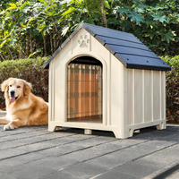 Nichoir extérieur en plastique pour chien, résistant aux intempéries, surélevé, imperméable, anti-UV, pour chiot de taille moyenne, abri de jardin