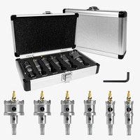 Juego de 12 Brocas de Corona TCT de 16-55 mm, Punta de Carburo de Acero Inoxidable, Profundidad de Corte de 25 mm, Acabado Granallado, JIEDA Drilling
