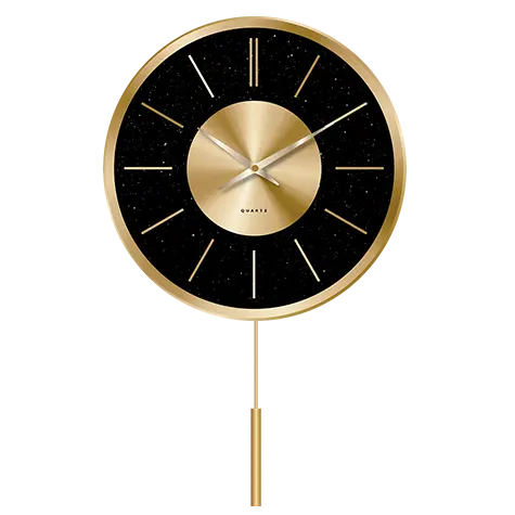 Jam Bandul Aluminium Desain Modern Dekoratif Diam Menyapu Pendulum Lonceng Jam Dinding 13 Inci
