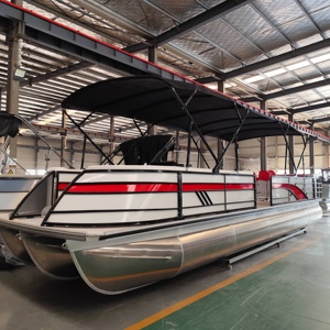 2026 di lusso pontone barca con barra in alluminio motore fuoribordo incrociatore Sport pesca 7.9m saldati <span class=keywords><strong>costruzione</strong></span> pontone barca - Product Image 2