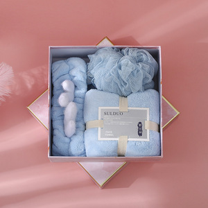 Juego de toallas absorbentes suaves de lana <span class=keywords><strong>Coral</strong></span> grueso, Bola de ducha de lujo, banda para el pelo, toalla facial, toalla absorbente, juego de regalo con caja de regalo - Product Image 6