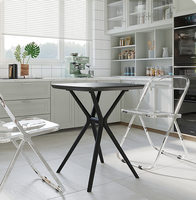 Table basse carrée en plastique moderne et simple pour la maison Table de jardin d'extérieur Table de salle à manger noire de chambre à coucher de restaurant vente en gros