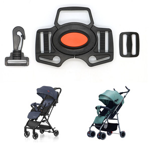 Hebilla de Seguridad para Cochecito A238 25MMx40MM, Hebilla de Plástico con Resorte, Totalmente Negra con Botones Rojos - Product Image 4