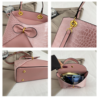 Nouveau Sac à Main Élégant pour Femme, Imperméable en PU, Motif Crocodile Rétro, avec Nœud, Fermeture Éclair Vintage, Sac à Bandoulière