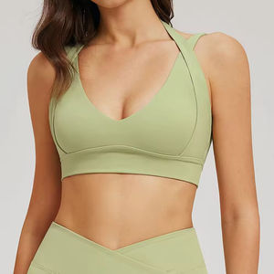 Custom Sustainable Recyclable High Elastic Halter Workout Yoga Bra Backless Nylon Spandex Naked Feel Breathable Gym Sports Bra - Product Image 3