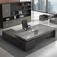 Ensemble table et chaise de bureau du patron avec bibliothèque - Mobilier de direction moderne et épuré