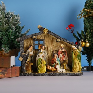 Adornos <span class=keywords><strong>de</strong></span> Resina para el Hogar Sagrado Witt, Casita <span class=keywords><strong>de</strong></span> <span class=keywords><strong>Nacimiento</strong></span> Navideña, Adornos Religiosos, Artículos Católicos Cristianos, Regalos <span class=keywords><strong>de</strong></span> Decoración para el Hogar - Product Image 2