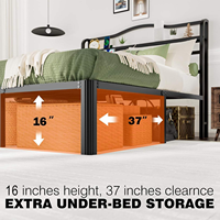 Professionelles Top-Bewertetes Doppelbett mit Eisenrahmen USB Typ C Anpassbares LED-Kopfteil Ladestation Geräuschlos Hochbelastbar