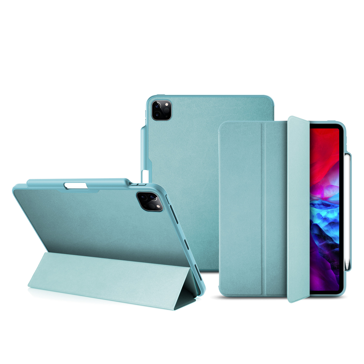 Чехол для планшета 5-го поколения из искусственной кожи с логотипом на заказ, с держателем карандаша для 2020 2021 Apple iPad Pro 12,9