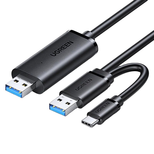 UGreen  Aluminum Data Link KM Switch Cable USB3.0 Double-Ended Data Cable with USB-A Interface for Computer Data Exchange