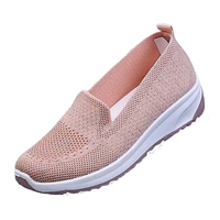 Sepatu Wanita Kasual Model Baru Desain Cantik Bahan Rajut Ringan Bernapas Mulut Rendah Injeksi PVC Musim Semi/Gugur