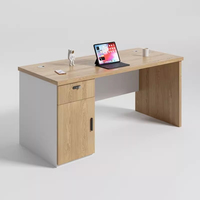 Bureau informatique moderne extensible pour un seul utilisateur avec tiroir à serrure à combinaison et armoire de rangement latérale – Table de travail pour employé de bureau à domicile
