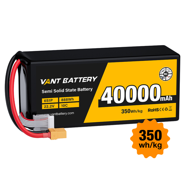VANT Semi-Solid State Battery 6S 22.2V Lipo 40000mAh 10C 350Wh/kg Fpv Battery Lithium-ion UAV Drone Battery Pack