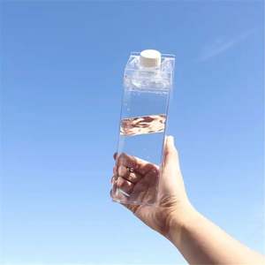 Bouteille d'eau en carton de lait de 500 ml, bouteille de lait en plastique transparente carrée, bouteilles de lait en verre, gobelet à jus portable réutilisable - Product Image 5