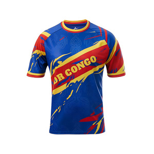 <span class=keywords><strong>Camiseta</strong></span> de Fútbol de Manga Corta para el Equipo Nacional, Transpirable, de Poliéster, para Partidos, Aficionados, Uso Diario Informal - Product Image 1