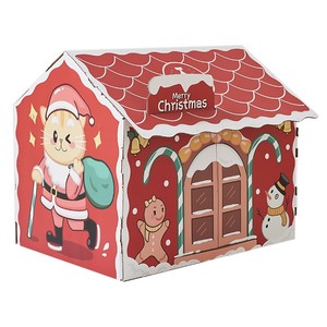 Caja de cartón RTS para casa de gatos, tablero para rascar artesanal, nido de gatito, ventana pequeña para interiores, automontaje, papel corrugado, suministros de Juguetes - Product Image 1
