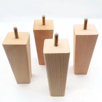 Pieds de table en bois de chêne massif, pieds en laiton, idéal pour une Table de café, 4 unités