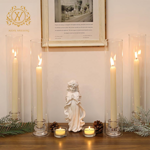 Candelabros de vidrio transparente Hurricane, candelabro cilíndrico a prueba de viento de una sola cabeza para centros de mesa de boda, Decoración de mesa - Product Image 4