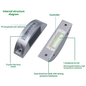 أعمدة إنارة للطرق على شكل هلال من الألومنيوم، مسامير طرق بلاستيكية من PVC-PC تعمل بالطاقة الشمسية، إضاءة تحذيرية للحدائق والمناظر الطبيعية بدرجة حماية IP68 - Product Image 2