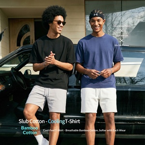 เสื้อยืดคอตตอนเนื้อสัมผัสนุ่มเย็นแบบ DTG สกรีนโลโก้ตามสั่ง น้ำหนัก 230GSM ทรงโอเวอร์ไซส์ ไหล่ตก สไตล์สตรีทแวร์ เสื้อยืดเปล่าสำหรับผู้ชาย ขายส่ง - Product Image 2