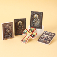 Aimants de réfrigérateur en résine avec icônes orthodoxes, vente en gros, croix 3D personnalisées, décorations religieuses, cadeaux et ornements