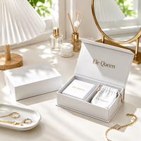 Caja de Regalo Magnética Blanca de Lujo para Joyería, Caja Rígida para Empaque de Joyas con Bolsa de Microfibra para Anillo, Collar y Pendientes